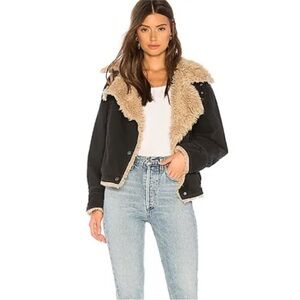 Free People Black Owen Sherpa Jacket Cozy Style Size S